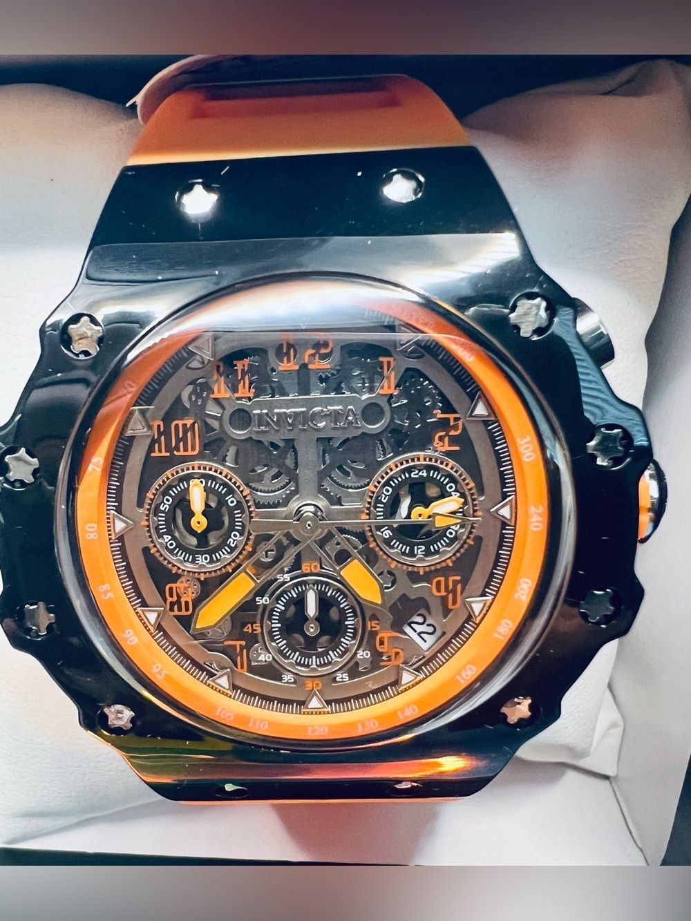Invicta Racing Valyron Watch 69784 - Orange & Black Skeleton Dial (New)